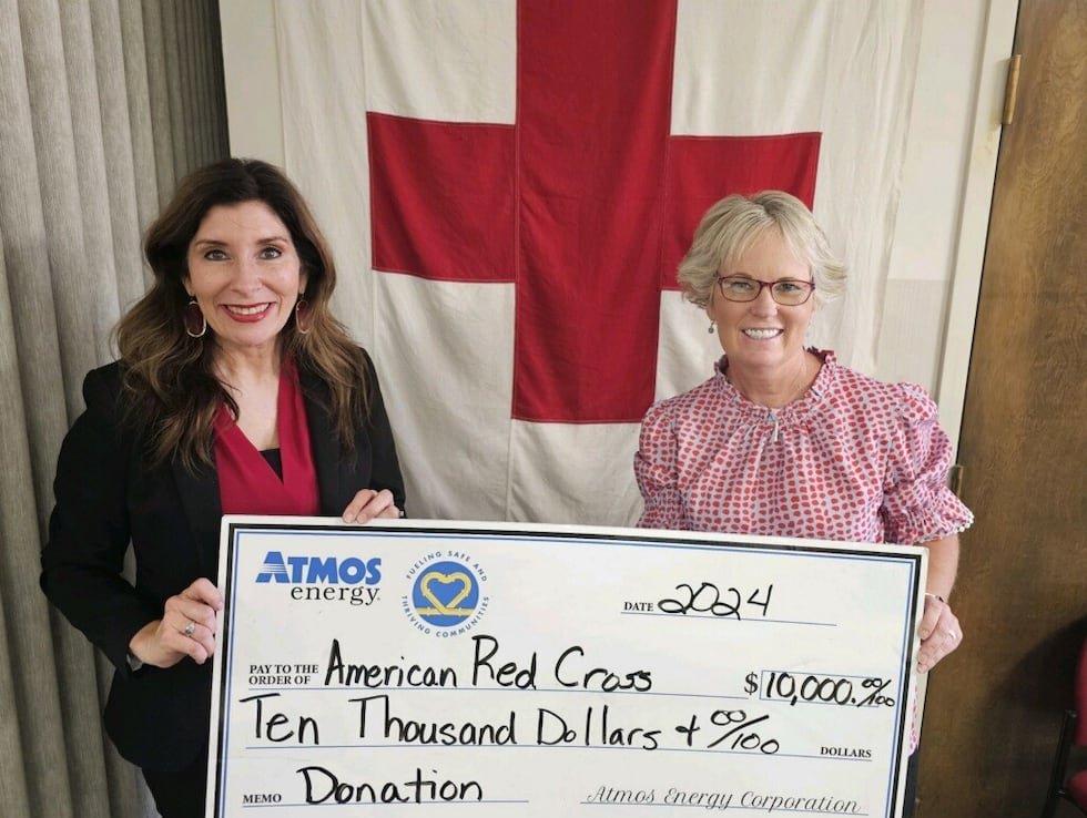 Pam Hughes with Atmos Energy and Kara Nickens with the American Red Cross.
