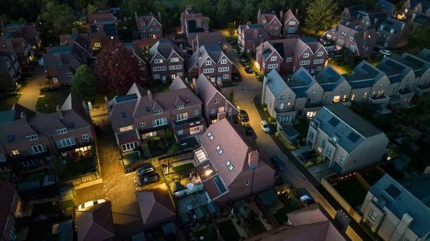 Bird eye shot of houses