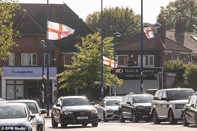 Hundreds of St George's flags and Union Jacks were hung up around several areas in the south of Birmingham
