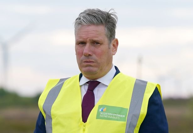 Labour leader Sir Keir Starmer during a visit to Whitelees windfarm on Eaglesham Moor