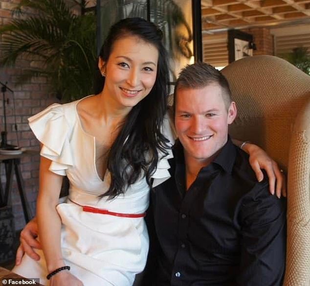 Father-of-two Blair Campbell (pictured with wife Tina), 35, died after he accidentally hit a substation wire covered in ivy in October 2022