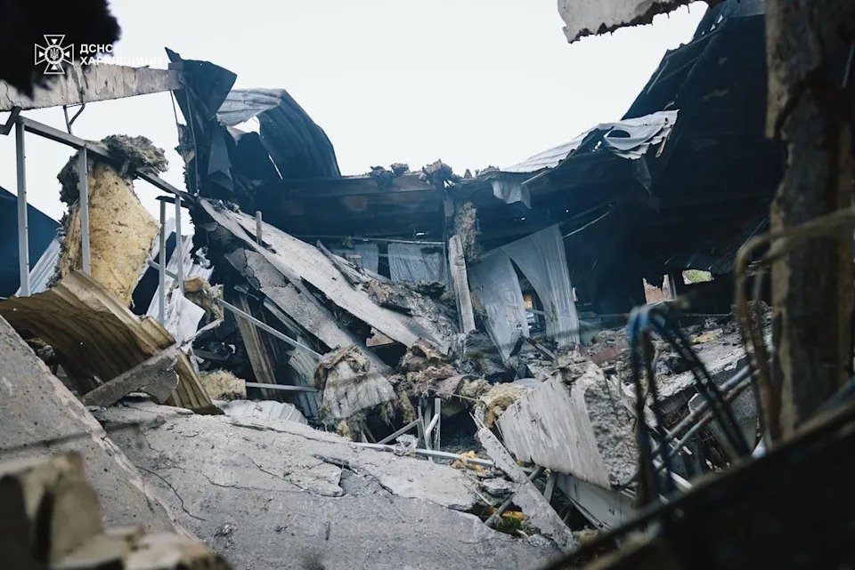 A Russian drone attack caused a fire at a farm in northeast Ukraine overnight, emergency services said on Friday (Ukrainian Emergency Service)