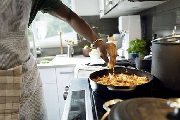 Close-up of man cooking in kitchen