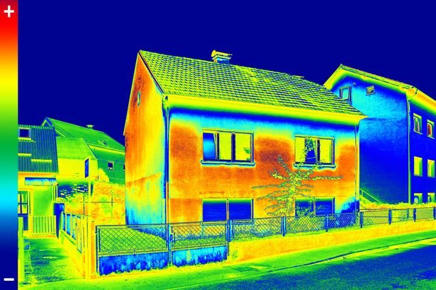 Infrared thermovision image showing lack of thermal insulation on House