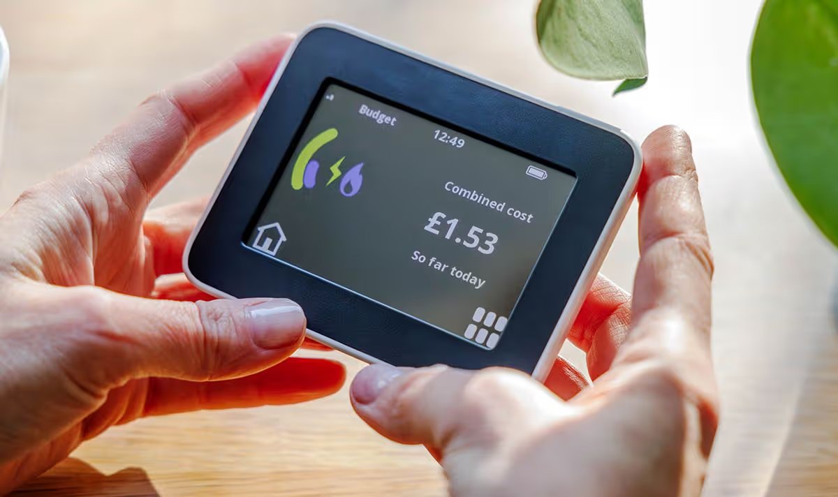 A person checks their smart meter