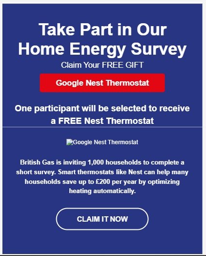 A scam email impersonating British Gas