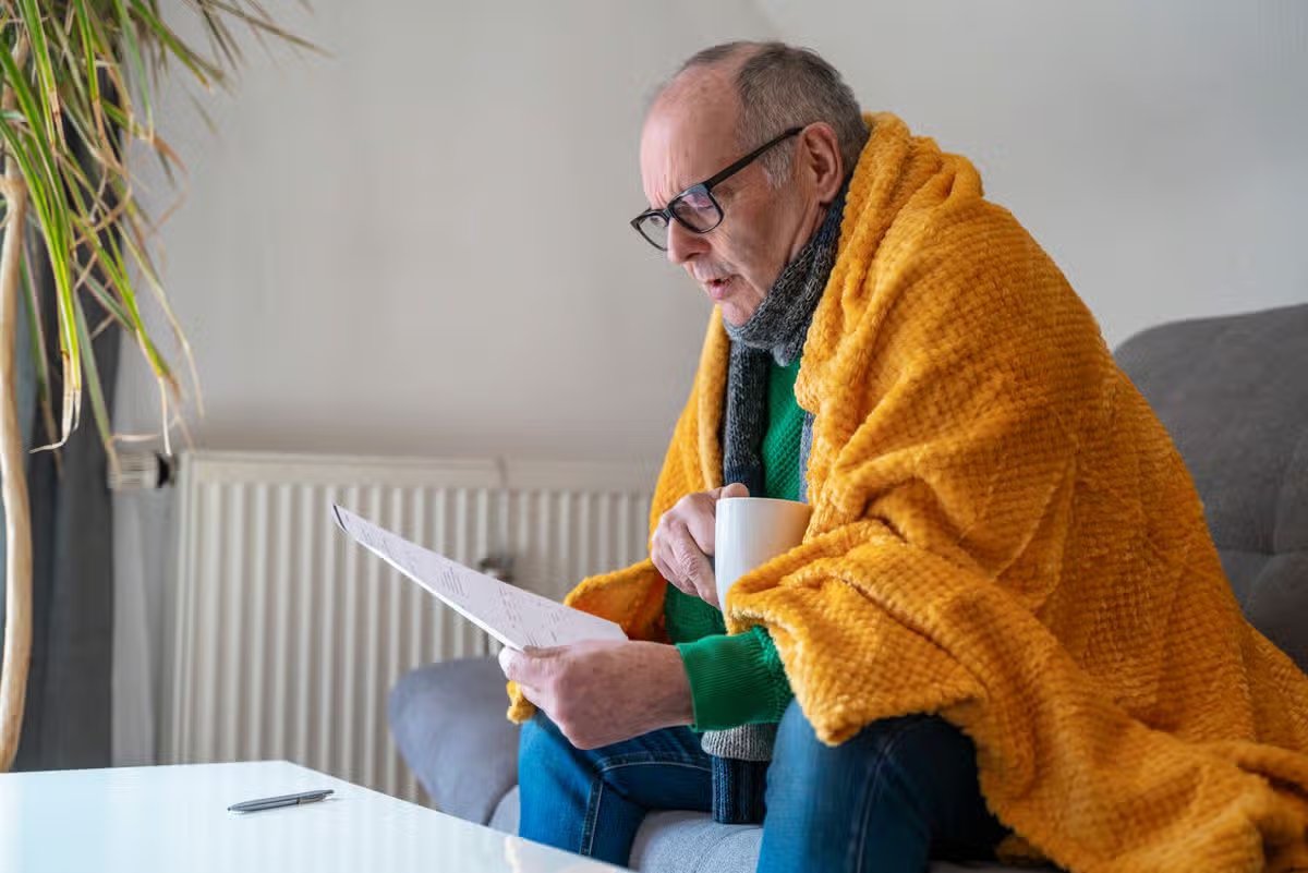 Man reading bills